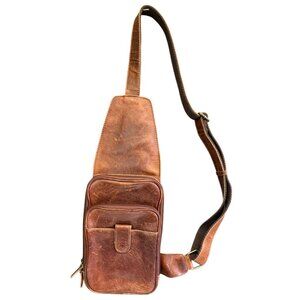 Paul & Taylor Men's Sling Bag Brown Leather